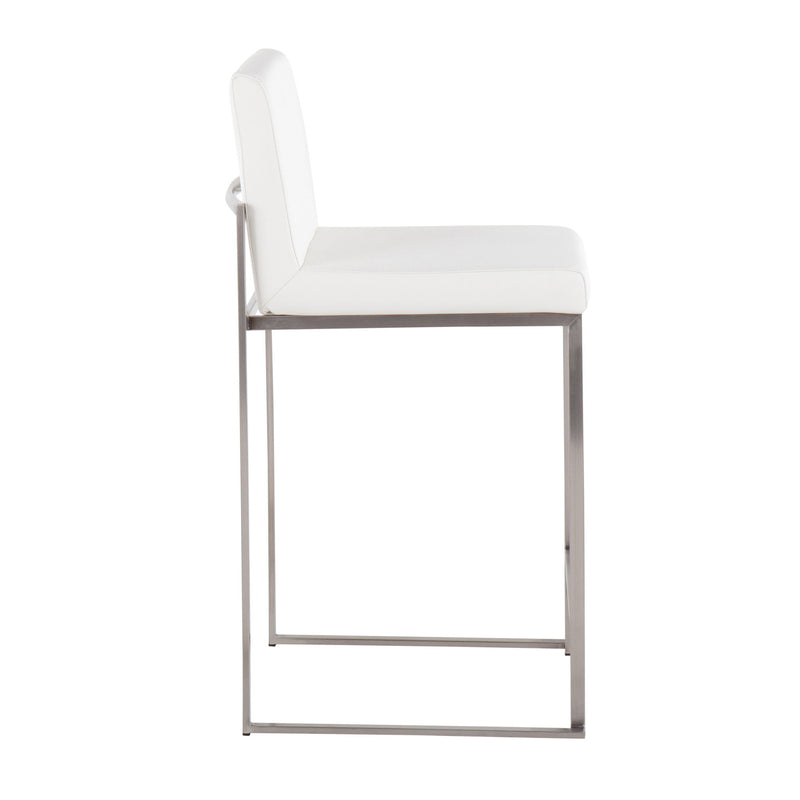 Lumi Source Fuji contemporary high back counter stool with sleek design and wooden legs, ideal for modern kitchen or bar area.