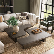 Classic Home Melina coffee table with a sleek wooden surface and modern design, perfect for living room decor.