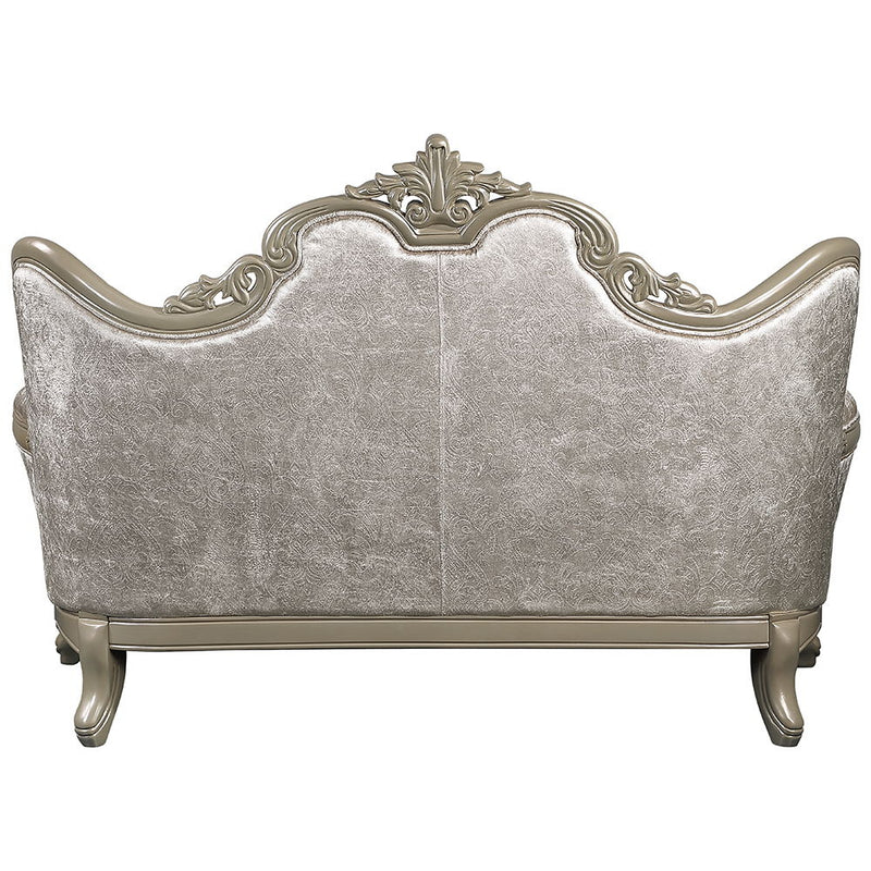 Libertee - Loveseat With 3 Pillows - Beige Fabric & Champagne - R&R Furniture Gallery (Fountain Valley, CA)