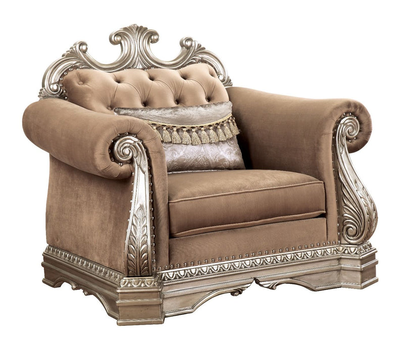 Northville - Chair With Pillow - Velvet & Antique Silver - R&R Furniture Gallery (Fountain Valley, CA)
