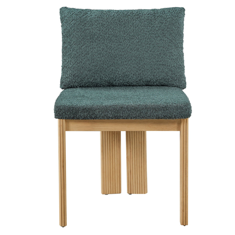 Pair of Noble House indoor dining chairs set, showing modern wood design with cushioned seats and sleek backrests.