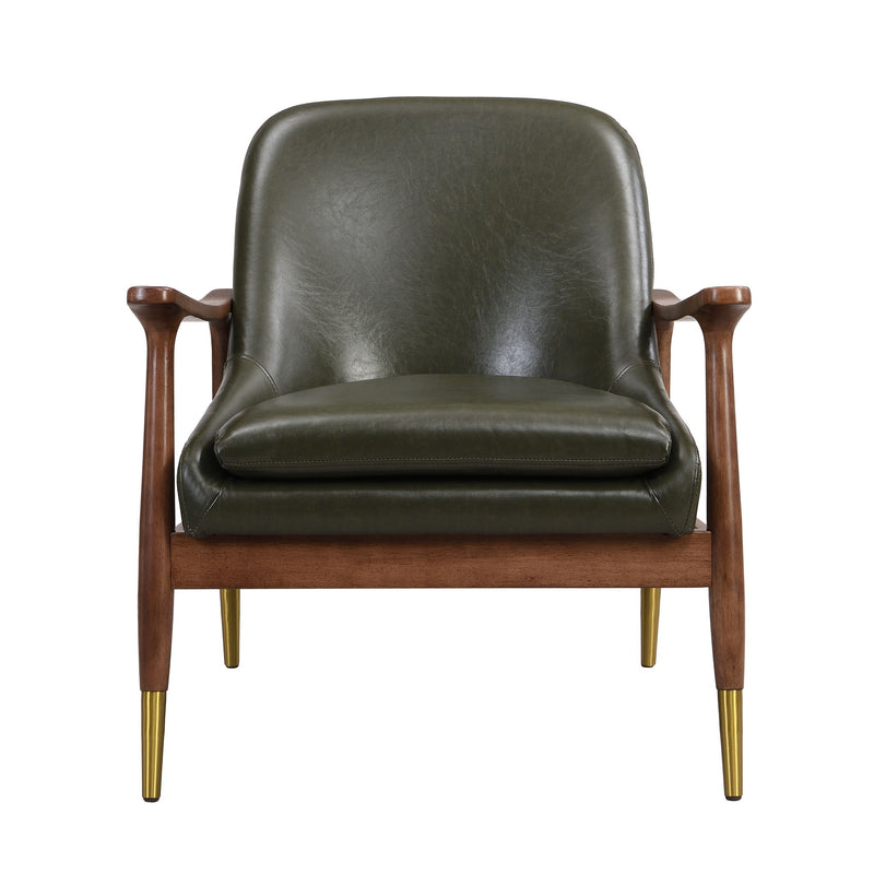 Mid - Century Accent Chair With Cushioned Seat, Brass Tipped Legs - R&R Furniture Gallery (Fountain Valley, CA)