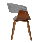 Pair of vintage mid-century modern Lumi Source dining chairs with sleek wooden frames and upholstered seats, set of 2.