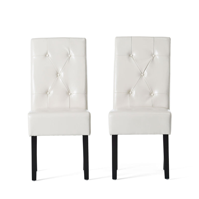 Carter - 5 Tuft Dining Chair With Button Tufted Backrest And Espresso Legs - Ivory - R&R Furniture Gallery (Fountain Valley, CA)