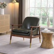 Mid - Century Accent Chair With Cushioned Seat, Brass Tipped Legs - R&R Furniture Gallery (Fountain Valley, CA)
