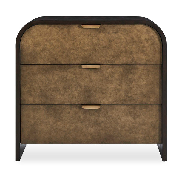 Byrams - 3 Drawer Oak Chest - Brown / Gold / Woodtone