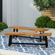 Noble House Cloud outdoor bench with acacia wood frame and slat panel design, ideal for garden or patio seating.