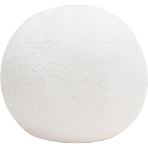 Single 14" Round Accent Pillow Ball in White Faux Shearling