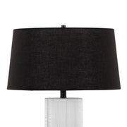 Pair of Lumi Source Petra contemporary table lamps in cream and black, stylish lamp set with modern design.