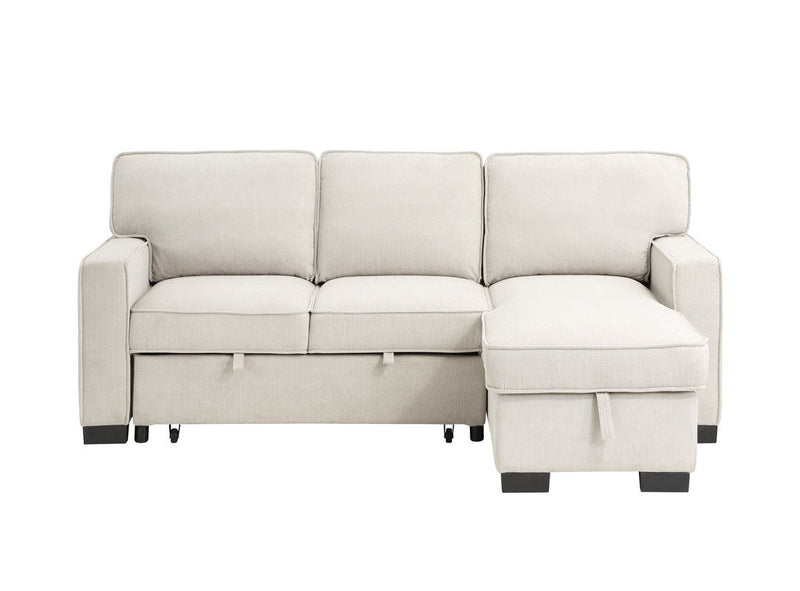 Estelle - Fabric Reversible Sleeper Sectional With Storage Chaise Drop-Down Table 2 Cup Holders And 2 USB Ports - R&R Furniture Gallery (Fountain Valley, CA)