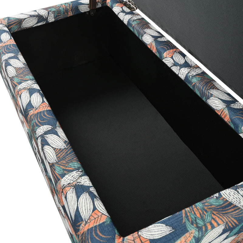 Charming Floral Storage Ottoman With Upholstered Fabric - R&R Furniture Gallery (Fountain Valley, CA)