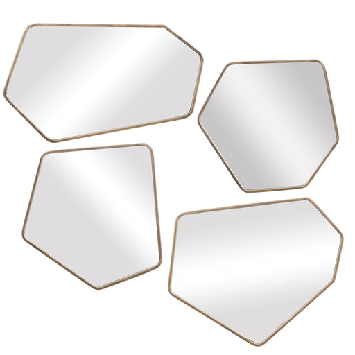 Set of four gold wall mirrors from Uttermost's Linneah Modern Mirrors collection, showcasing sleek, contemporary design.