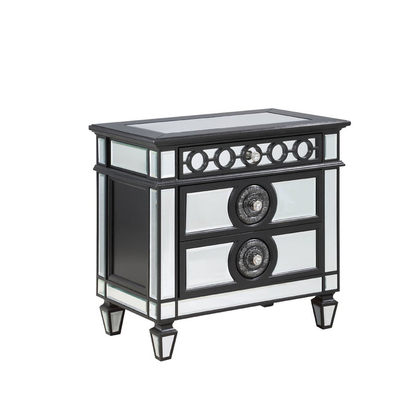 Varian II - Nightstand - Mirrored, Black & Sliver - R&R Furniture Gallery (Fountain Valley, CA)
