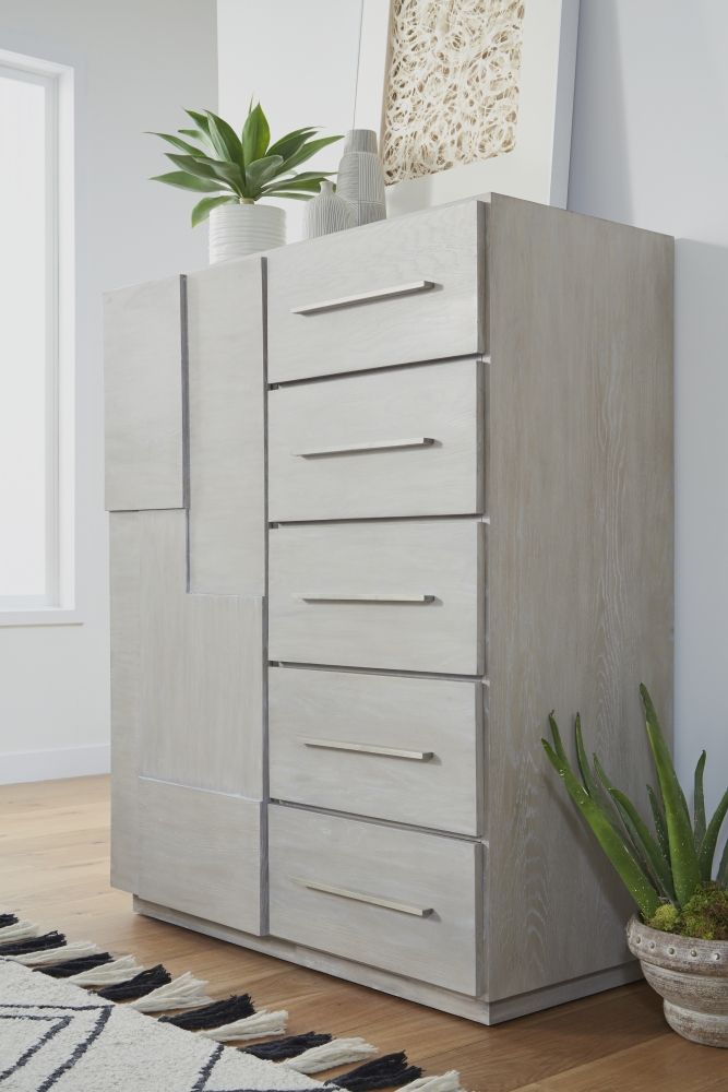 Destination Five Drawer One Door Sweater Chest in Cotton Grey (2024) - R&R Furniture Gallery (Fountain Valley, CA)