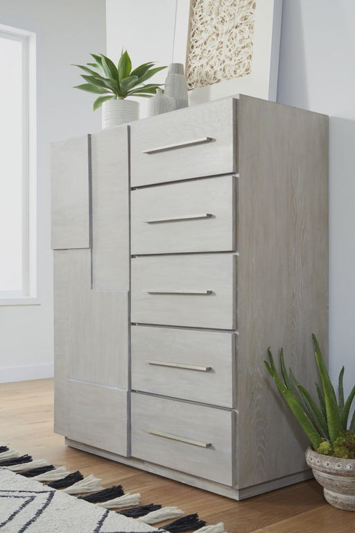 Destination Five Drawer One Door Sweater Chest in Cotton Grey (2024) - R&R Furniture Gallery (Fountain Valley, CA)