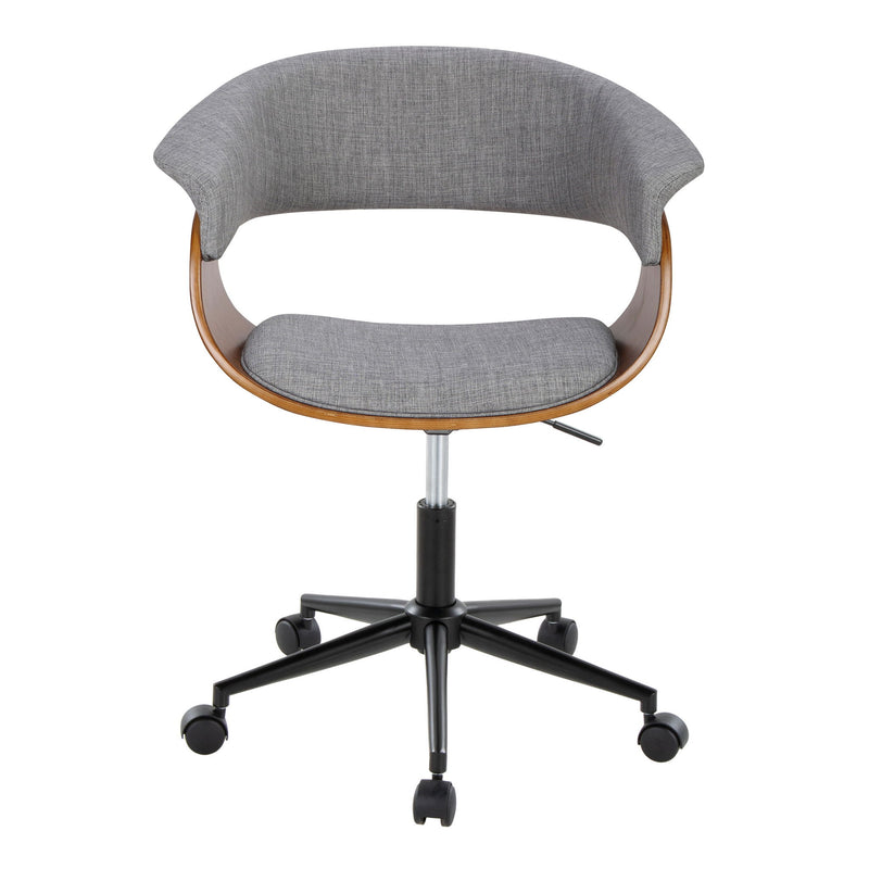 Lumi Source Vintage Mod mid-century modern office desk chair with wooden armrests and black upholstery.