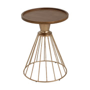 Hollow - Edge Retro Art Pine Side Table With Antique And Natural Color, Iron And Pine Construction - Antique Gold / Natural - R&R Furniture Gallery (Fountain Valley, CA)