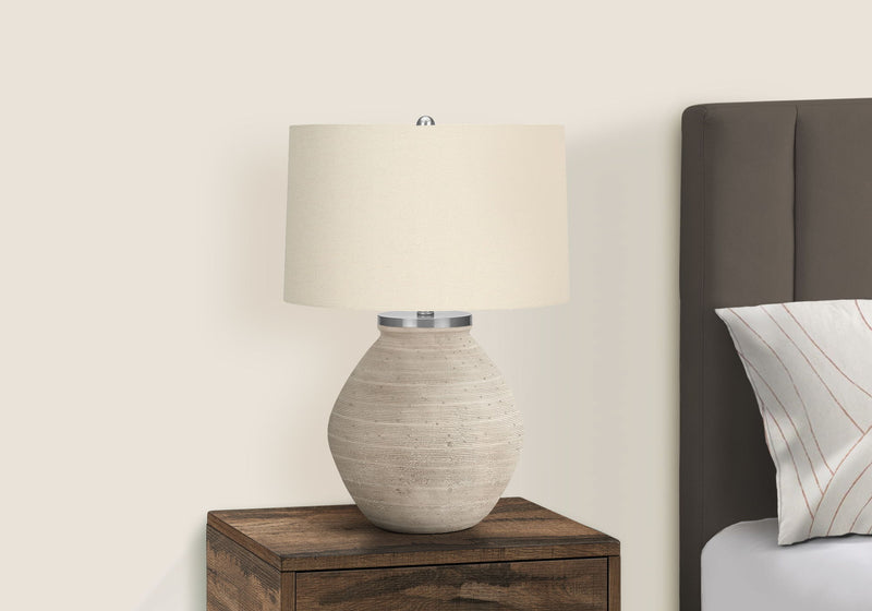 Lighting, Table Lamp, Concrete, Resin, Contemporary - Cream - R&R Furniture Gallery (Fountain Valley, CA)