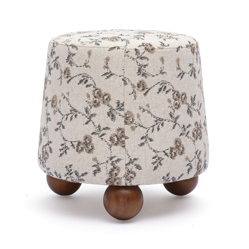 Jaine - Floral Jacquard Ottoman - Beige