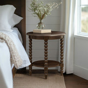 Philippe - Round End Table With Shelf - Brown - R&R Furniture Gallery (Fountain Valley, CA)