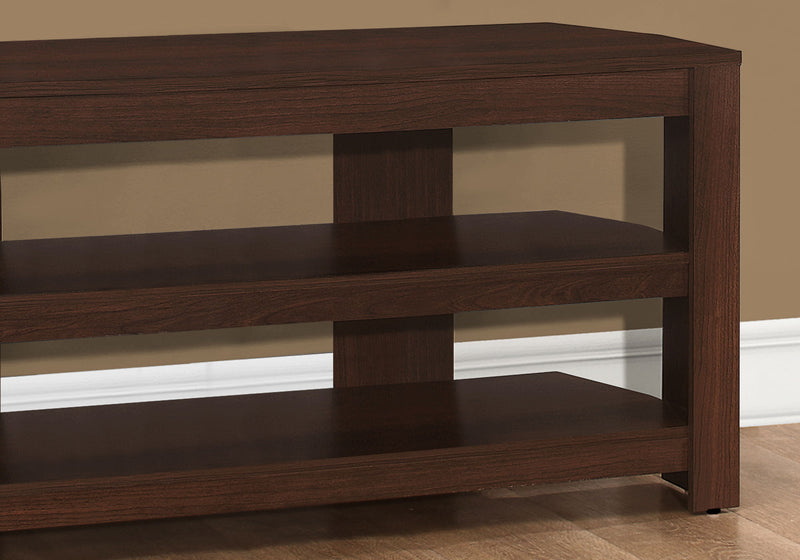TV Stand, Console, Media Entertainment Center, Storage Shelves, Contemporary & Modern - Cherry - R&R Furniture Gallery (Fountain Valley, CA)