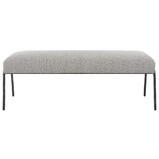 Uttermost Jacobsen Modern Gray Upholstered Bench with sleek design and cushioned seat for contemporary home decor.