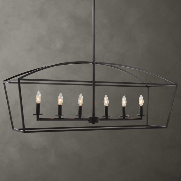 Clayton - 6 Light Linear Chandelier - Black