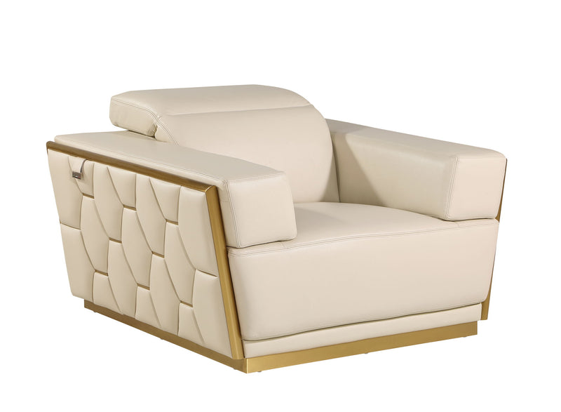 1111 - Leather Chair - Beige - R&R Furniture Gallery (Fountain Valley, CA)