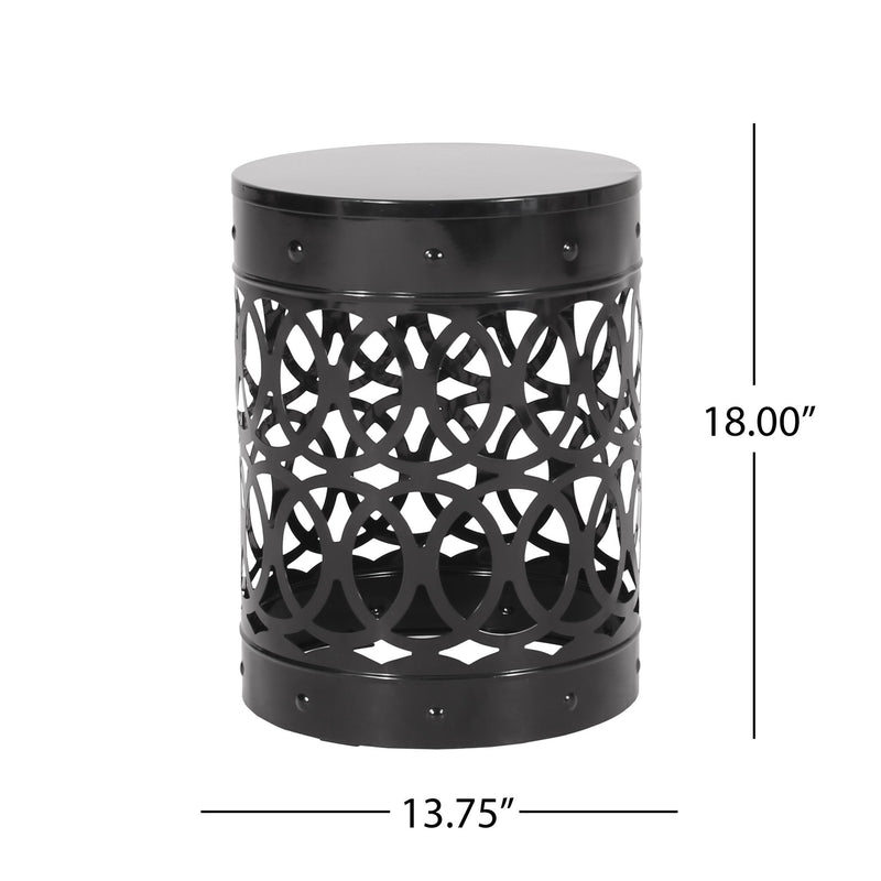 Outdoor metal large end table by Noble House featuring a modern design with a sturdy, sleek metal frame and spacious tabletop.