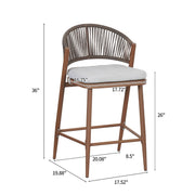 Outdoor 26" Counter Height Metal Frame Counter Stools With Scallop Shaped Backrest & Water Resistant Cushions - R&R Furniture Gallery (Fountain Valley, CA)