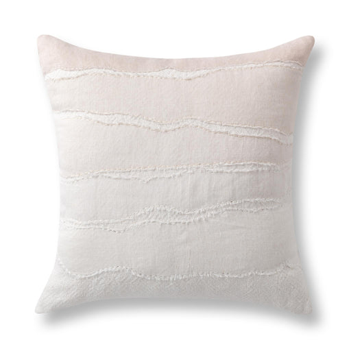 Villa Classics Bikram 22-inch ivory and natural accent pillow with textured fabric, designed for decorative living room or bedroom decor.
