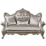Libertee - Loveseat With 3 Pillows - Beige Fabric & Champagne - R&R Furniture Gallery (Fountain Valley, CA)