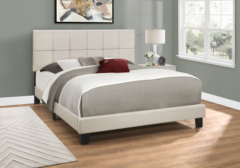 Queen Size Bed, Upholstered, Transitional - Beige - R&R Furniture Gallery (Fountain Valley, CA)