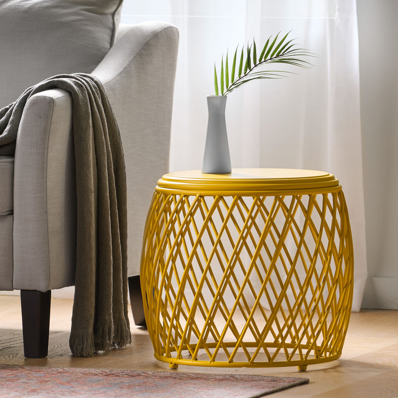 Noble House Alamera side table with a sleek wooden surface and modern design, ideal for living room or bedroom decor.