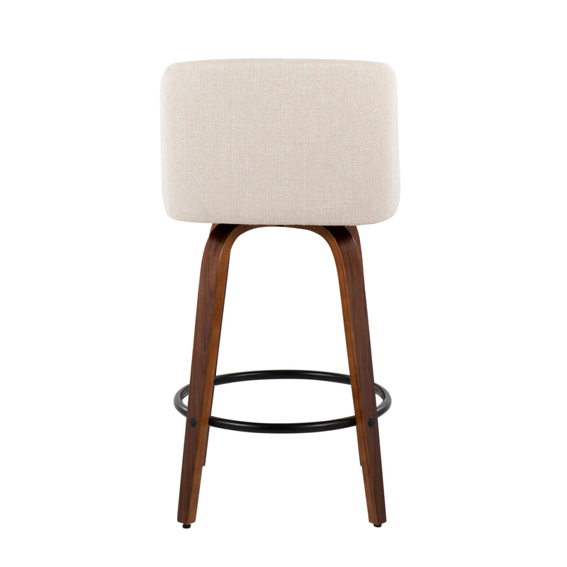 Lumi Source Toriano mid-century modern counter stool set of 2 with wooden seats and metal legs, stylish and functional for kitchen or bar area.
