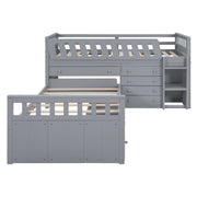 DreamHaus loft platform bed with 7 drawers, full guardrails, and a modern L-shaped design for space-saving bedroom furniture.