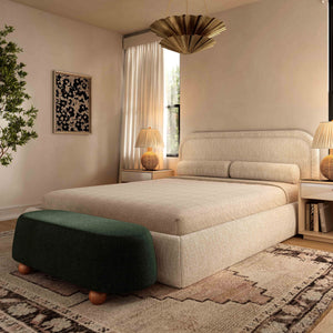 Jaine - Boucle Large Ottoman - Forest Green - R&R Furniture Gallery (Fountain Valley, CA)