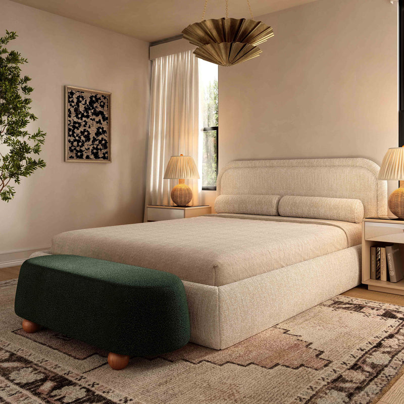 Jaine - Boucle Large Ottoman - Forest Green - R&R Furniture Gallery (Fountain Valley, CA)