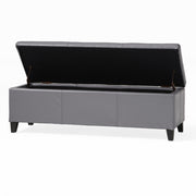 Noble House Glouster contemporary storage ottoman with soft fabric upholstery and hidden storage compartment.