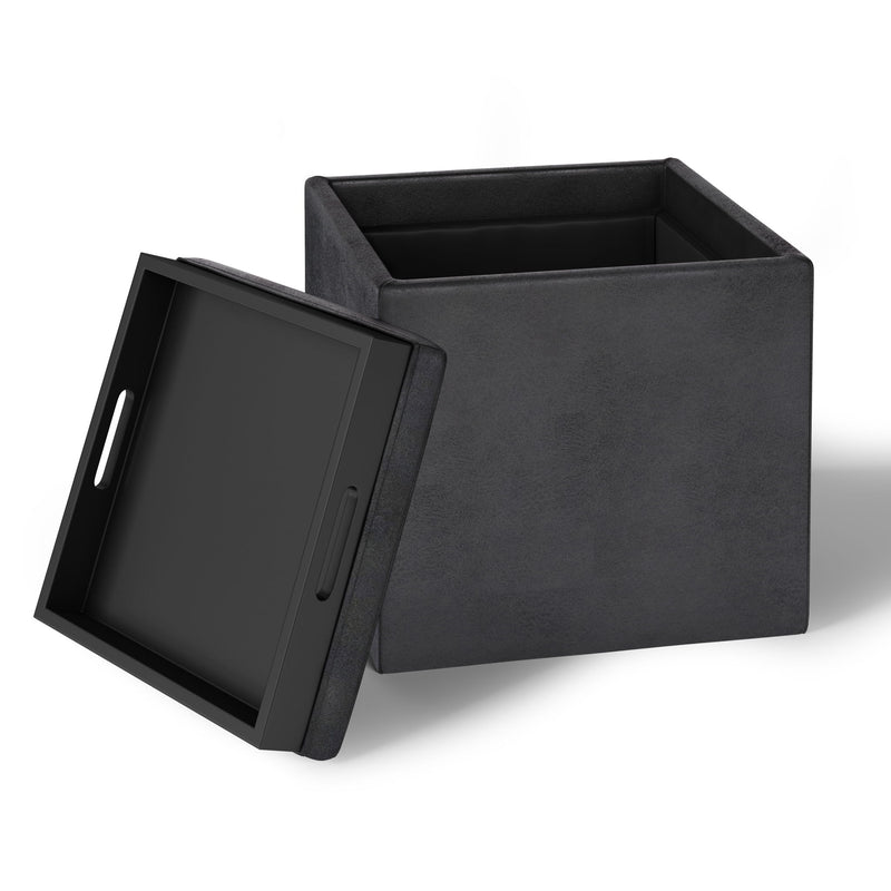 Rockwood - Upholstered Cube Storage Ottoman With Tray - R&R Furniture Gallery (Fountain Valley, CA)