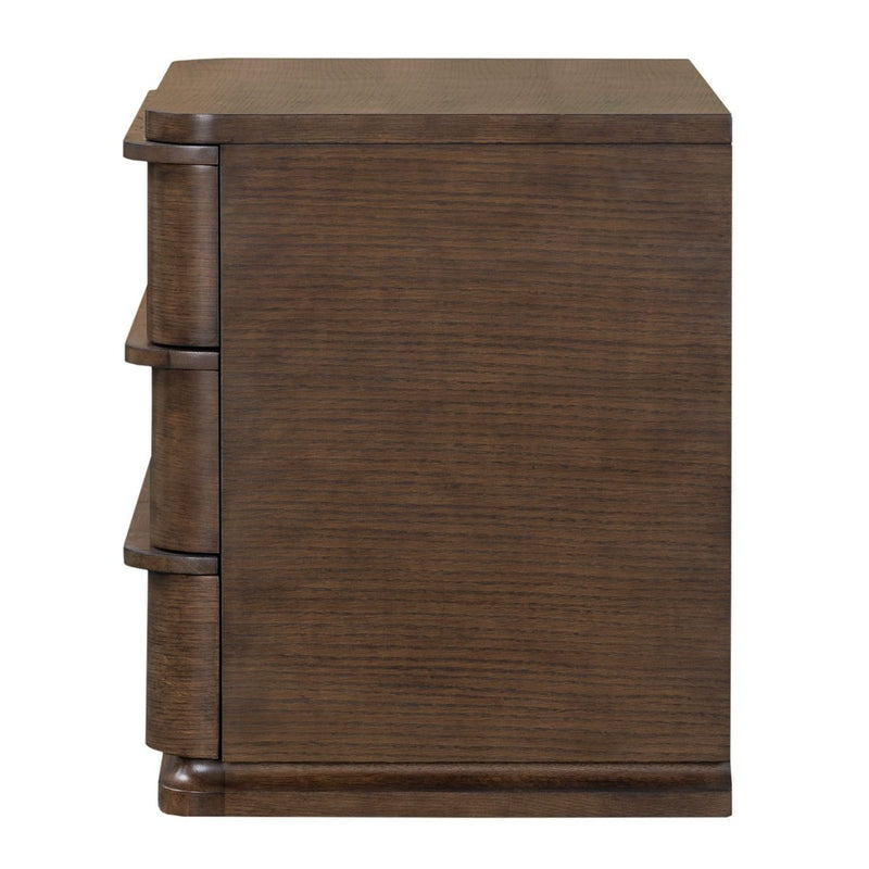 ACME Zoey brown oak accent nightstand with a sleek design and a single drawer, perfect for bedroom storage and decor.
