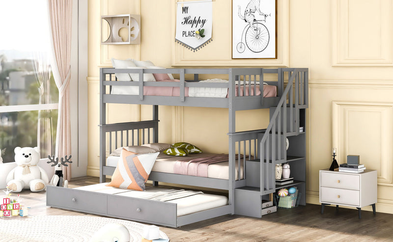 Stairway Bunk Bed With Storage And Guard Rail For Bedroom - R&R Furniture Gallery (Fountain Valley, CA)