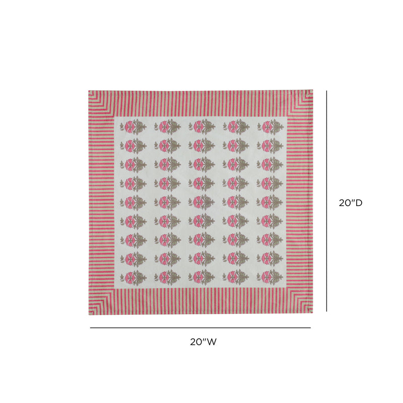 Crissy - Cotton Canvas Printed Napkins (Set of 4) - Pink Vintage Floral