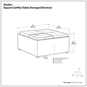 Avalon - Upholstered Square Coffee Table Storage Ottoman - R&R Furniture Gallery (Fountain Valley, CA)