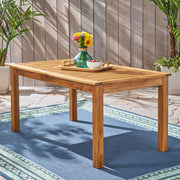 Noble House outdoor expandable dining table with square legs, showcasing a sleek, modern design for outdoor dining spaces.