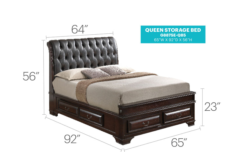 Elegant LaVita storage bed by Glory Furniture featuring a transitional design with built-in storage drawers and a stylish headboard.