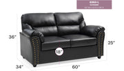Black padded reclining love seat from Glory Furniture designed for modern living room comfort.