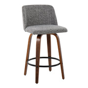Lumi Source Toriano mid-century modern counter stool set of 2 with wooden seats and black metal legs, stylish and contemporary design.
