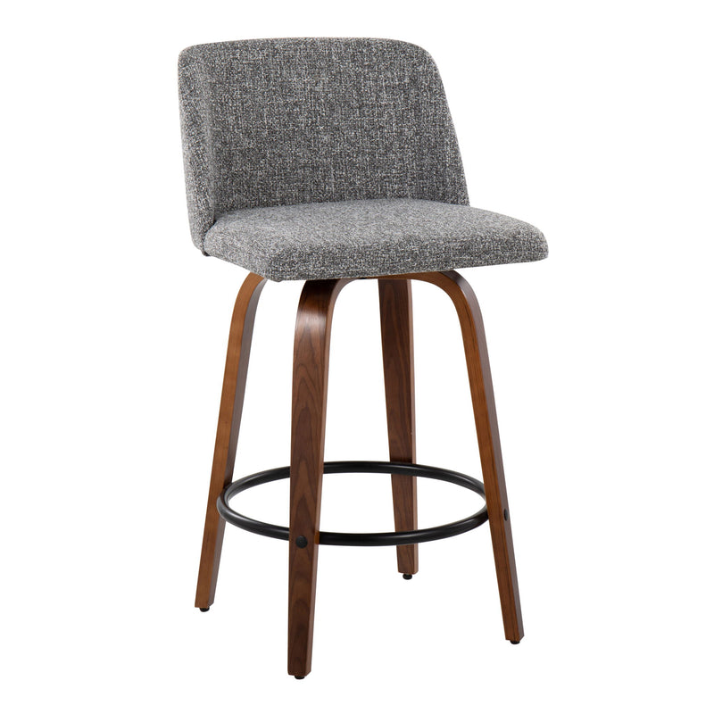 Lumi Source Toriano mid-century modern counter stool set of 2 with wooden seats and black metal legs, stylish and contemporary design.