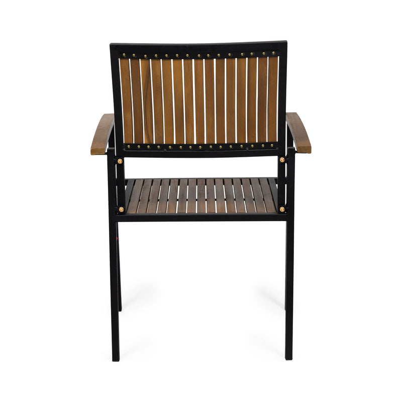 Vermilion - Outdoor Dining Chair With Vertical Slat And Wooden Arm